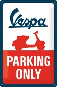 Metalen wandbord Vespa Parking Only, (20 x 30 cm)