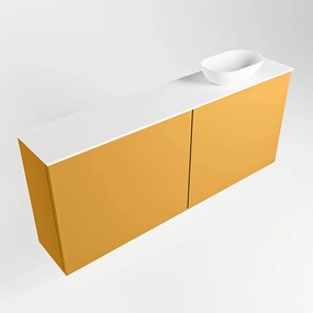 Mondiaz Fowy toiletmeubel 120cm ocher met witte waskom rechts zonder kraangat