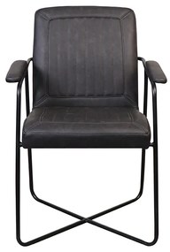 Eetkamerstoel - Henry - leer Vintage zwart