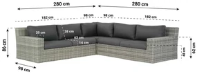 Dining Loungeset 5 personen Wicker Grijs  Garden Collections Amico/Napoli