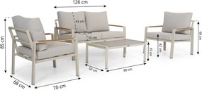 Stoel en Bank Loungeset 4 personen Aluminium Zand/Beige  Domani Furniture Leaf