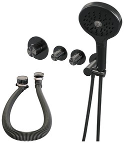 Brauer Stripe inbouw badkraan met badvulcombinatie en 3 standen handdouche gunmetal geborsteld PVD