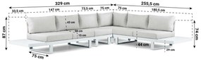 Hoek loungeset 6 personen Aluminium Wit  Lifestyle Garden Furniture Lorenzo