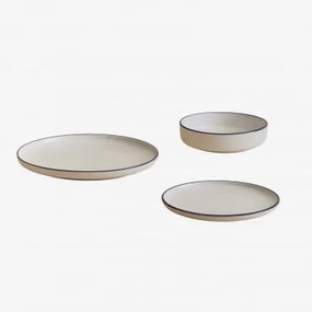 Servies Van 12 Stuks In Ronilena Steengoed Ken Blauw - Gardenia Wit - Sklum