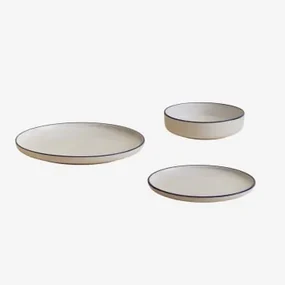 Servies Van 12 Stuks In Ronilena Steengoed Ken Blauw - Gardenia Wit - Sklum