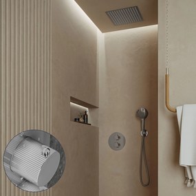 Saniclear Cube Stripes inbouw regendouche rond met inbouw douchekop 30x30cm en 2 standen handdouche chroom