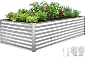 VEVOR Verhoogd tuinbed, Metaal, 240x120x62 cm, Rechthoekig tuinbed, Plantenbakset voor buiten, Groentebed met handschoenen, Bloembed zonder bodem, Plantbed voor bloemen en groenten, Zilver