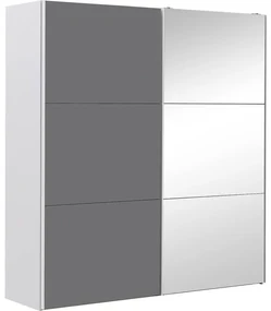 Goossens Kledingkast Easy Storage Sdk, 153 cm breed, 220 cm hoog, 1x 3 paneel glas schuifdeur li en 1x 3 paneel spiegel schuifdeur re