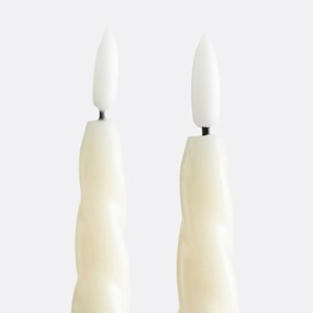 Set van 2 gedraaide LED kaarsen in wax, Caspar