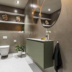 Mondiaz Ture 120cm toiletmeubel army met wastafel talc links 1 kraangat
