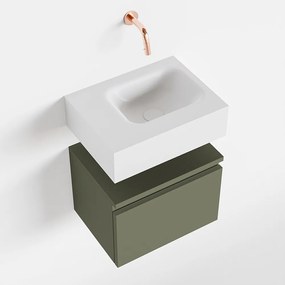 Mondiaz Andor toiletmeubel 40cm army met witte wastafel rechts zonder kraangat