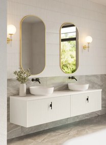 Muebles Ezra badmeubel ribbelfront 200cm wit mat met wit toppaneel zonder waskom