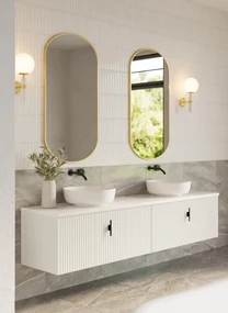 Muebles Ezra badmeubel ribbelfront 200cm wit mat met wit toppaneel zonder waskom