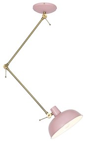 Retro plafondlamp roze met brons - Milou