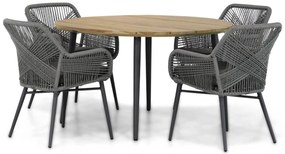 Tuinset Ronde Tuintafel 4 personen 130 cm Wicker Grijs Lifestyle Garden Furniture Advance/Montana