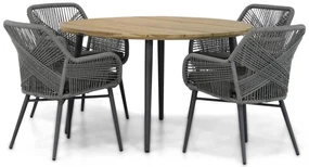 Tuinset Ronde Tuintafel 4 personen 130 cm Wicker Grijs Lifestyle Garden Furniture Advance/Montana