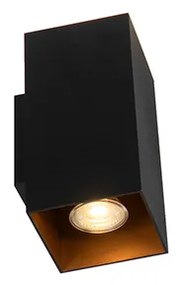 Smart wandlamp zwart met goud vierkant incl. 2 Wifi GU10 - Sab