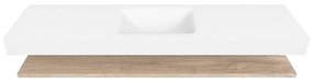 Zaro Alan badmeubel 180cm met planchet washed oak en vrijhangende wastafel cloud midden zonder kraangat talc