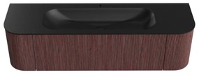 Mondiaz Kurve 160cm badmeubel ronding links/rechts ruby met 1 lade en 2 deuren en wastafel big medium midden 1 kraangat urban