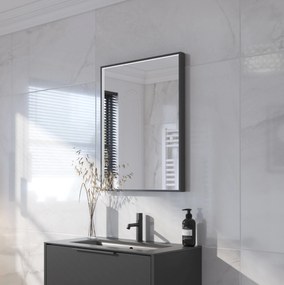 Ben Oblon spiegel met LED verlichting en anti-condens 60x80 cm Mat Zwart