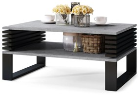 GOKEE millenium beton/zwart mat - moderne salontafel met legplank