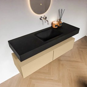 Zaro Alan badmeubel 140cm sand 2 lades met vrijhangende wastafel cloud midden zonder kraangat urban