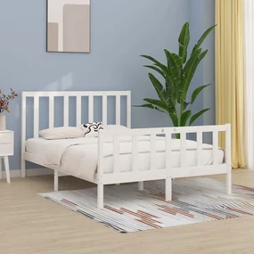 vidaXL Bedframe massief hout wit 140x190 cm