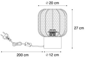 Stoffen Japandi tafellamp goud met beige kap - PluniJapandi E27 Scandinavisch bol / globe / rond Binnenverlichting Lamp