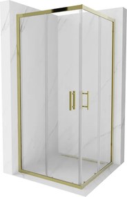 Mexen Rio vierkante douchecabine 90 x 90 cm, transparant, goud - 860-090-090-50-00