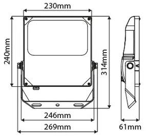 Prolumia 41060753 Prolumia LED Pro-Flood 41060753 Pro-Flood 100W, zwart, 11800 Lm, 3000K, Ra>70, 60°