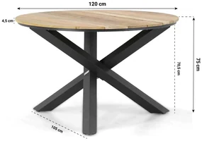 Tuinset Ronde Tuintafel 4 personen 120 cm Aluminium/Textileen /Aluminium/textileen Grijs  Lifestyle Garden Furniture Rosello/Fabriano