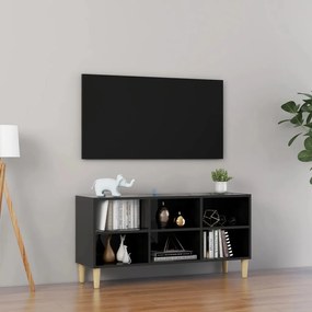 vidaXL Tv-meubel met houten poten 103,5x30x50 cm hoogglans zwart