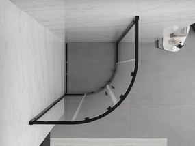 Mexen Exo-S Duo half rondeglide douchecabine 90 x 90 cm, transparant, zwart - 8132-090-090-70-00