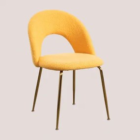 Glorys Style Eetkamerstoel Bekleed Met Teddystof Geel – Curry & Goud - Sklum