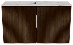 Mondiaz Joya DLux 70cm toiletmeubel walnut met wastafel faye links zonder kraangat glace