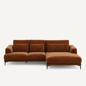 XL hoekbank rechts in chenille fluweel, MARSILE