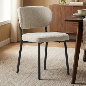 Moderne Eetkamerstoel Beige Stof