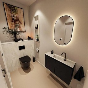 MONDIAZ TURE-DLUX 80cm toiletmeubel Urban. EDEN wastafel Ostra positie midden. Met 1 kraangat. TUREDX80URBM1OST