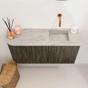 Mondiaz Joya DLux 80cm toiletmeubel ronding links shadow met wastafel faye rechts zonder kraangat glace