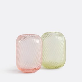 Vaas in geribbeld glas H13 cm, Azea