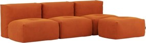 Soft Zitzak Indoor 3 Seater Open + Pouf - Orange Jaquard