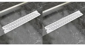 vidaXL Doucheafvoer 2 st rechthoekig golvend 630x140 mm roestvrij staal