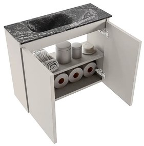 Mondiaz Ture DLux toiletmeubel 60cm linen met wastafel lava links zonder kraangat