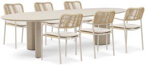 Tuinset 6 personen 240 cm Aluminium/rope Taupe Coco Penya/Weave