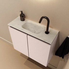 Mondiaz Ture DLux toiletmeubel 60cm rosee met wastafel opalo midden met kraangat