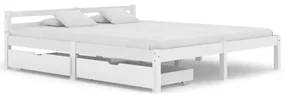 vidaXL Bedframe met 2 lades massief grenenhout wit 160x200 cm