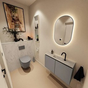 MONDIAZ TURE-DLUX Toiletmeubel - 80cm - Smoke - EDEN - wastafel Opalo - positie midden - 1 kraangat TUREDX80SMOM1OPA