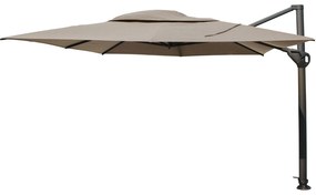 4-Seasons zweefparasol Hacienda 300 x 400 - Taupe met voet en hoes
