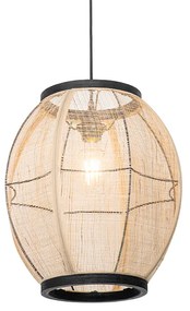 Oosterse hanglamp bruin stof 35 cm - Rob
