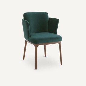 Tafelfauteuil met notenhouten poten en fluweel Jabote